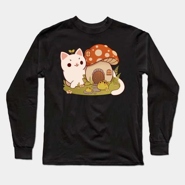 Mushroom house Long Sleeve T-Shirt by Rihnlin